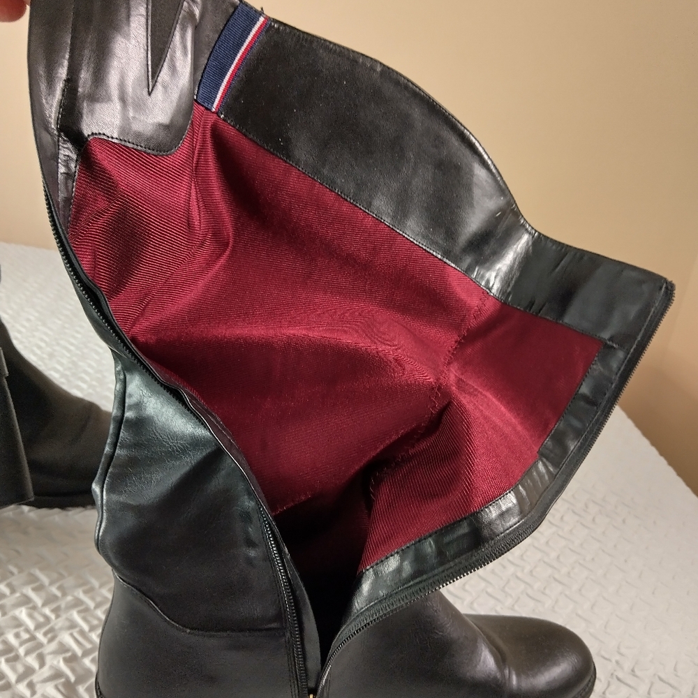 Tommy Hilfiger Riding Boots size 10 M black faux leather water resistant great - Picture 8 of 16